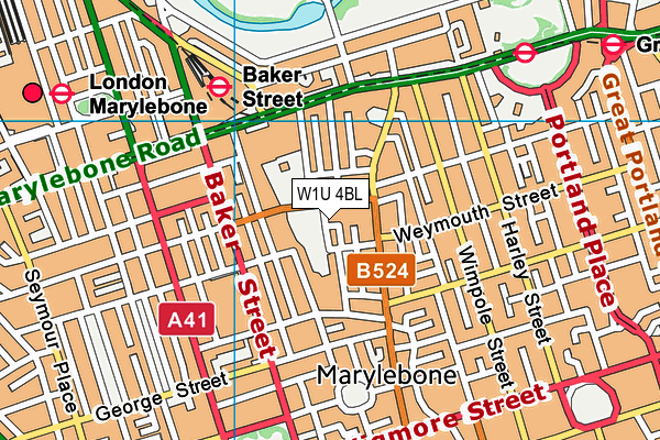 W1U 4BL map - OS VectorMap District (Ordnance Survey)