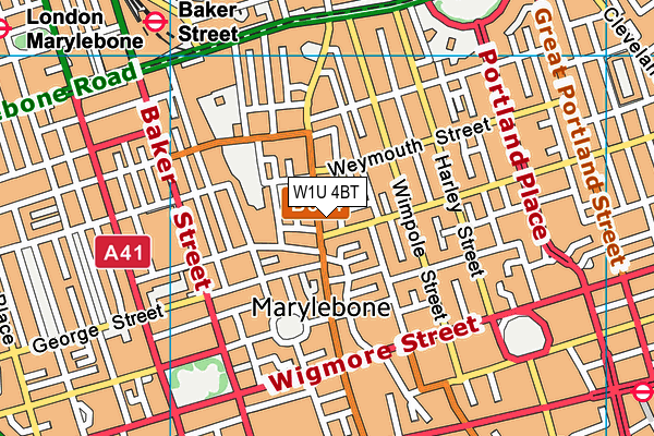 W1U 4BT map - OS VectorMap District (Ordnance Survey)