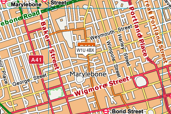 W1U 4BX map - OS VectorMap District (Ordnance Survey)