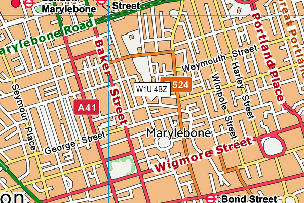 W1U 4BZ map - OS VectorMap District (Ordnance Survey)