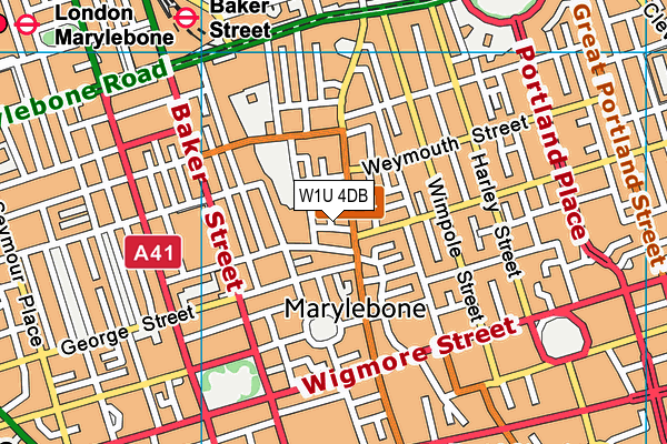 W1U 4DB map - OS VectorMap District (Ordnance Survey)