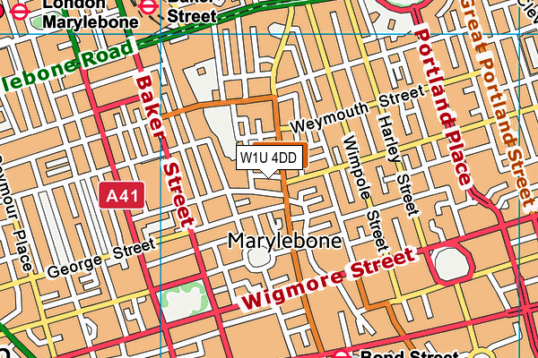 W1U 4DD map - OS VectorMap District (Ordnance Survey)