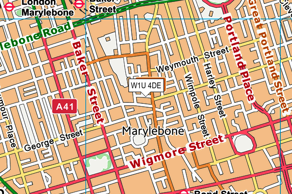 W1U 4DE map - OS VectorMap District (Ordnance Survey)