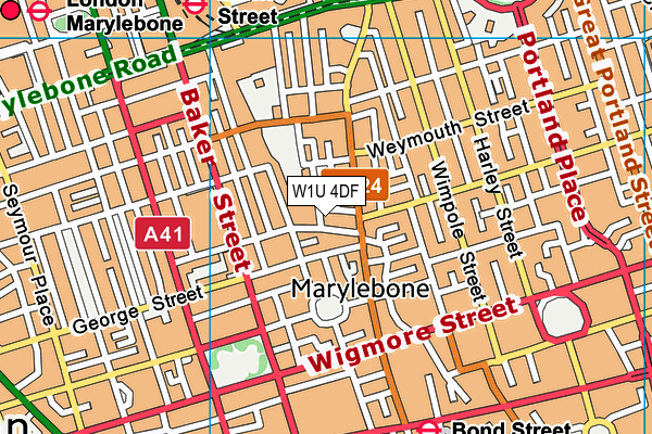 St Vincent's Catholic Primary School map (W1U 4DF) - OS VectorMap District (Ordnance Survey)
