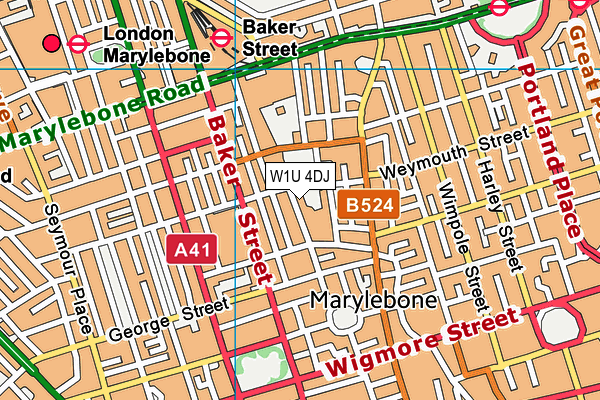 W1U 4DJ map - OS VectorMap District (Ordnance Survey)