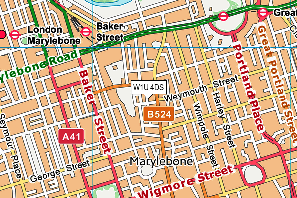 W1U 4DS map - OS VectorMap District (Ordnance Survey)