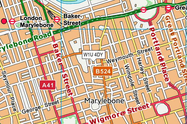 W1U 4DY map - OS VectorMap District (Ordnance Survey)