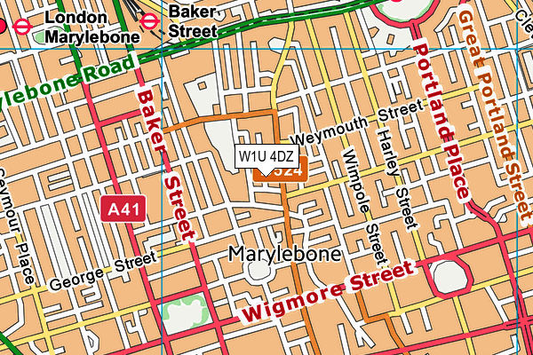 W1U 4DZ map - OS VectorMap District (Ordnance Survey)
