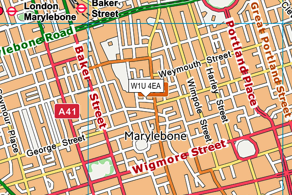 W1U 4EA map - OS VectorMap District (Ordnance Survey)