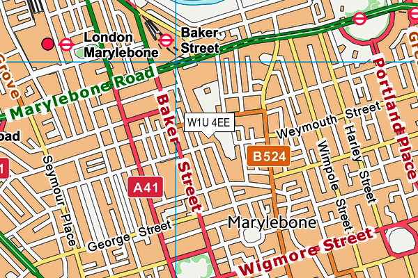 W1U 4EE map - OS VectorMap District (Ordnance Survey)