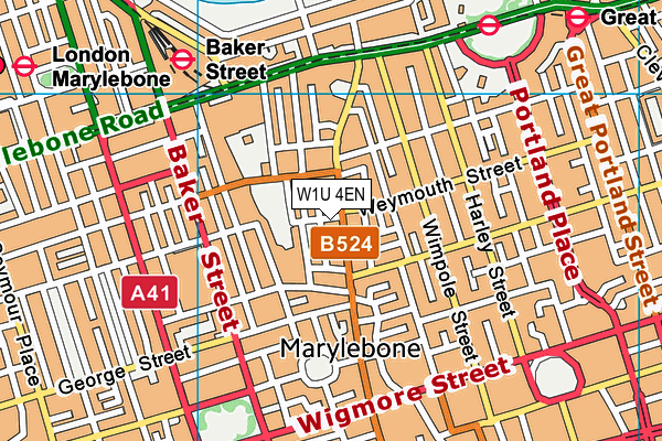 W1U 4EN map - OS VectorMap District (Ordnance Survey)