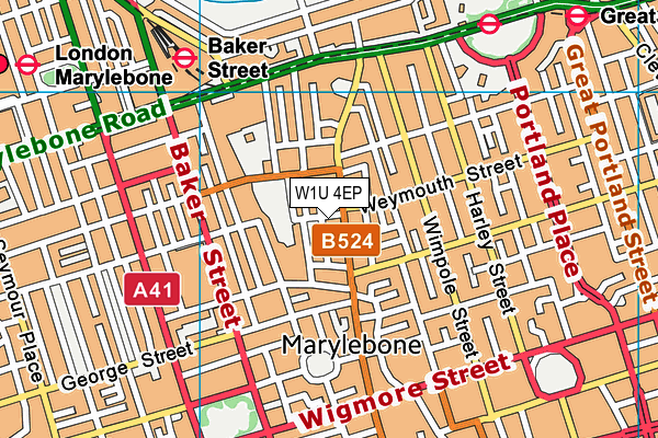 W1U 4EP map - OS VectorMap District (Ordnance Survey)