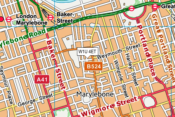 W1U 4ET map - OS VectorMap District (Ordnance Survey)