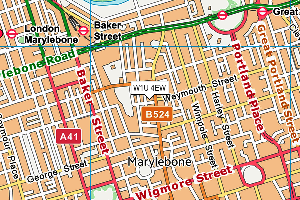 W1U 4EW map - OS VectorMap District (Ordnance Survey)