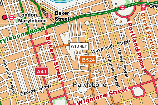 W1U 4EY map - OS VectorMap District (Ordnance Survey)