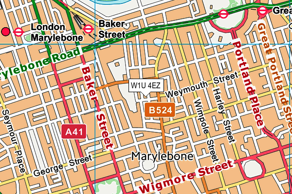 W1U 4EZ map - OS VectorMap District (Ordnance Survey)