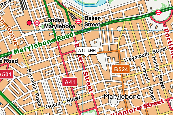 W1U 4HH map - OS VectorMap District (Ordnance Survey)