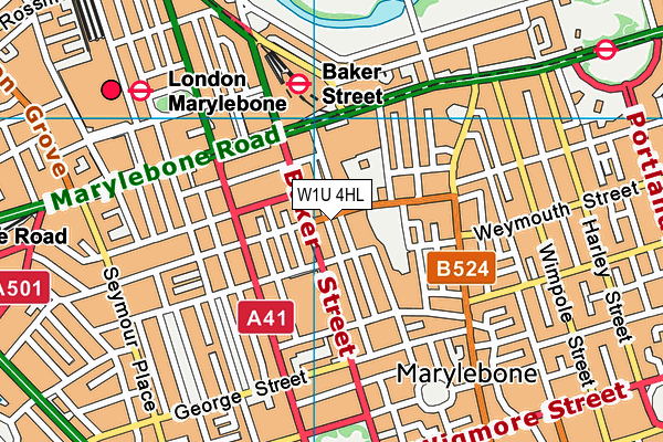 W1U 4HL map - OS VectorMap District (Ordnance Survey)