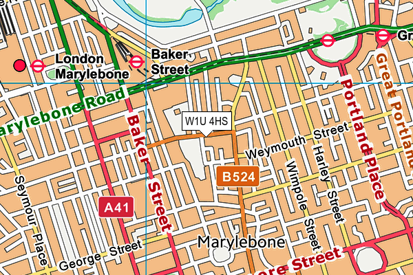 W1U 4HS map - OS VectorMap District (Ordnance Survey)