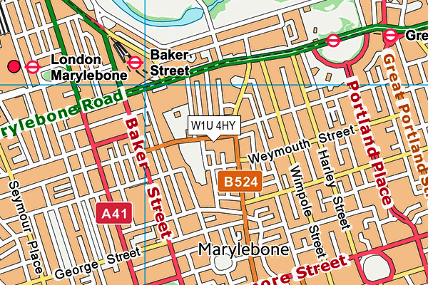 W1U 4HY map - OS VectorMap District (Ordnance Survey)