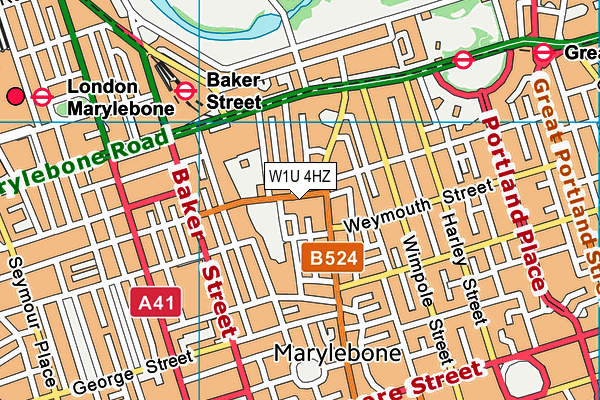 W1U 4HZ map - OS VectorMap District (Ordnance Survey)