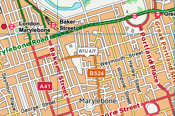 W1U 4JY map - OS VectorMap District (Ordnance Survey)