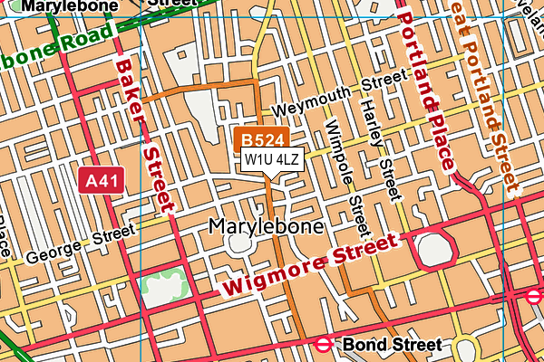W1U 4LZ map - OS VectorMap District (Ordnance Survey)