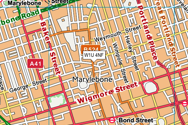 W1U 4NF map - OS VectorMap District (Ordnance Survey)