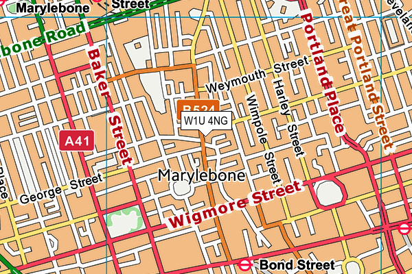 W1U 4NG map - OS VectorMap District (Ordnance Survey)