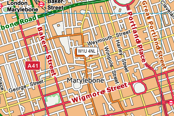 W1U 4NL map - OS VectorMap District (Ordnance Survey)