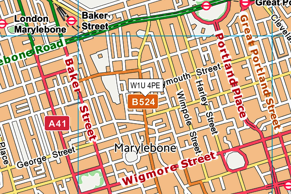 W1U 4PE map - OS VectorMap District (Ordnance Survey)