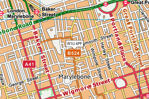 W1U 4PF map - OS VectorMap District (Ordnance Survey)