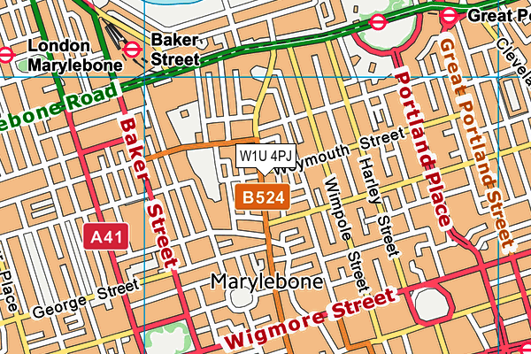 W1U 4PJ map - OS VectorMap District (Ordnance Survey)