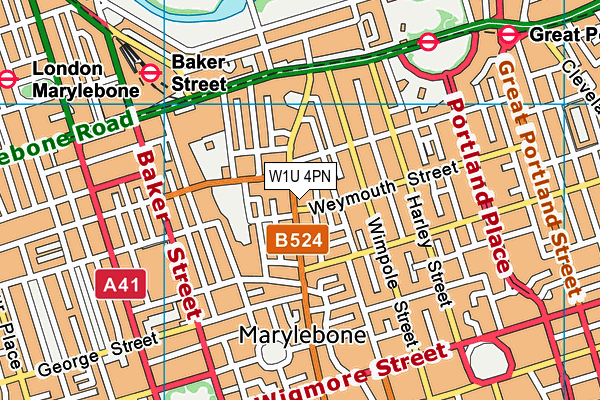 W1U 4PN map - OS VectorMap District (Ordnance Survey)