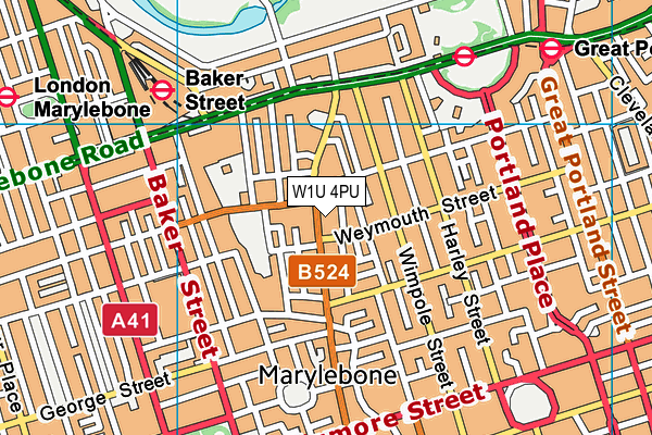 W1U 4PU map - OS VectorMap District (Ordnance Survey)