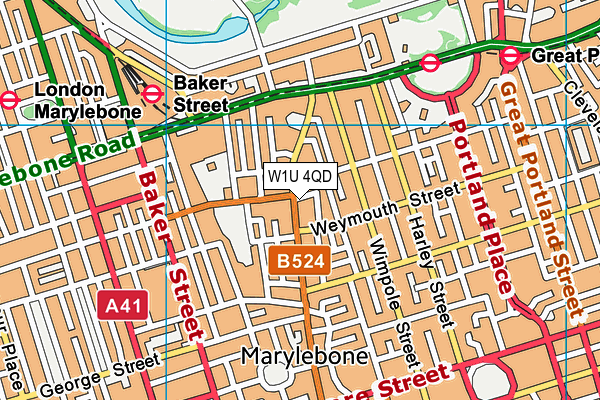 W1U 4QD map - OS VectorMap District (Ordnance Survey)