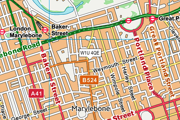 W1U 4QE map - OS VectorMap District (Ordnance Survey)