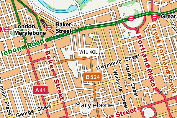 W1U 4QL map - OS VectorMap District (Ordnance Survey)