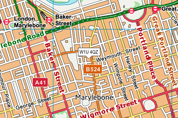W1U 4QZ map - OS VectorMap District (Ordnance Survey)