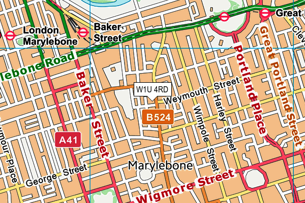 W1U 4RD map - OS VectorMap District (Ordnance Survey)