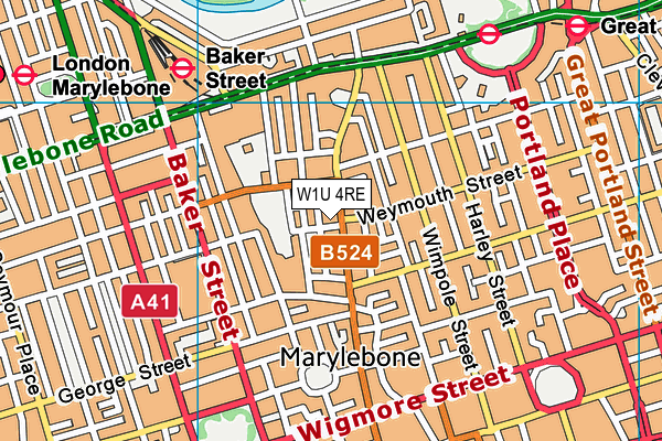 W1U 4RE map - OS VectorMap District (Ordnance Survey)