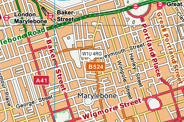W1U 4RG map - OS VectorMap District (Ordnance Survey)