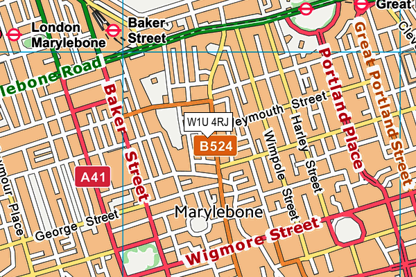 W1U 4RJ map - OS VectorMap District (Ordnance Survey)