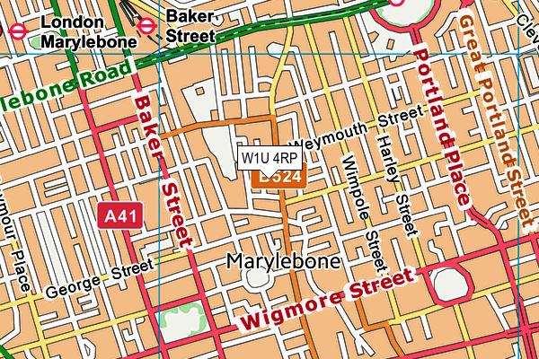 W1U 4RP map - OS VectorMap District (Ordnance Survey)