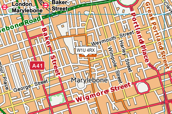 W1U 4RX map - OS VectorMap District (Ordnance Survey)