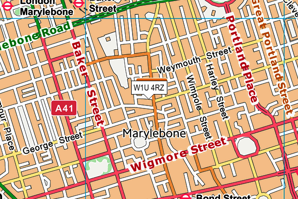 W1U 4RZ map - OS VectorMap District (Ordnance Survey)