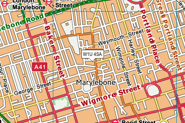 W1U 4SA map - OS VectorMap District (Ordnance Survey)