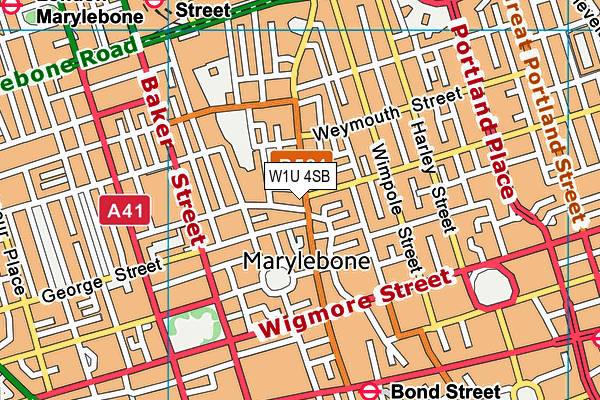 W1U 4SB map - OS VectorMap District (Ordnance Survey)