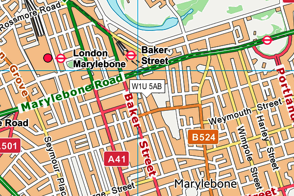 W1U 5AB map - OS VectorMap District (Ordnance Survey)