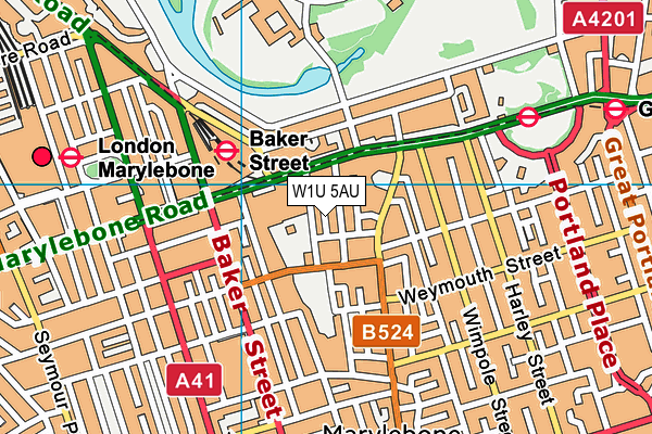 W1U 5AU map - OS VectorMap District (Ordnance Survey)